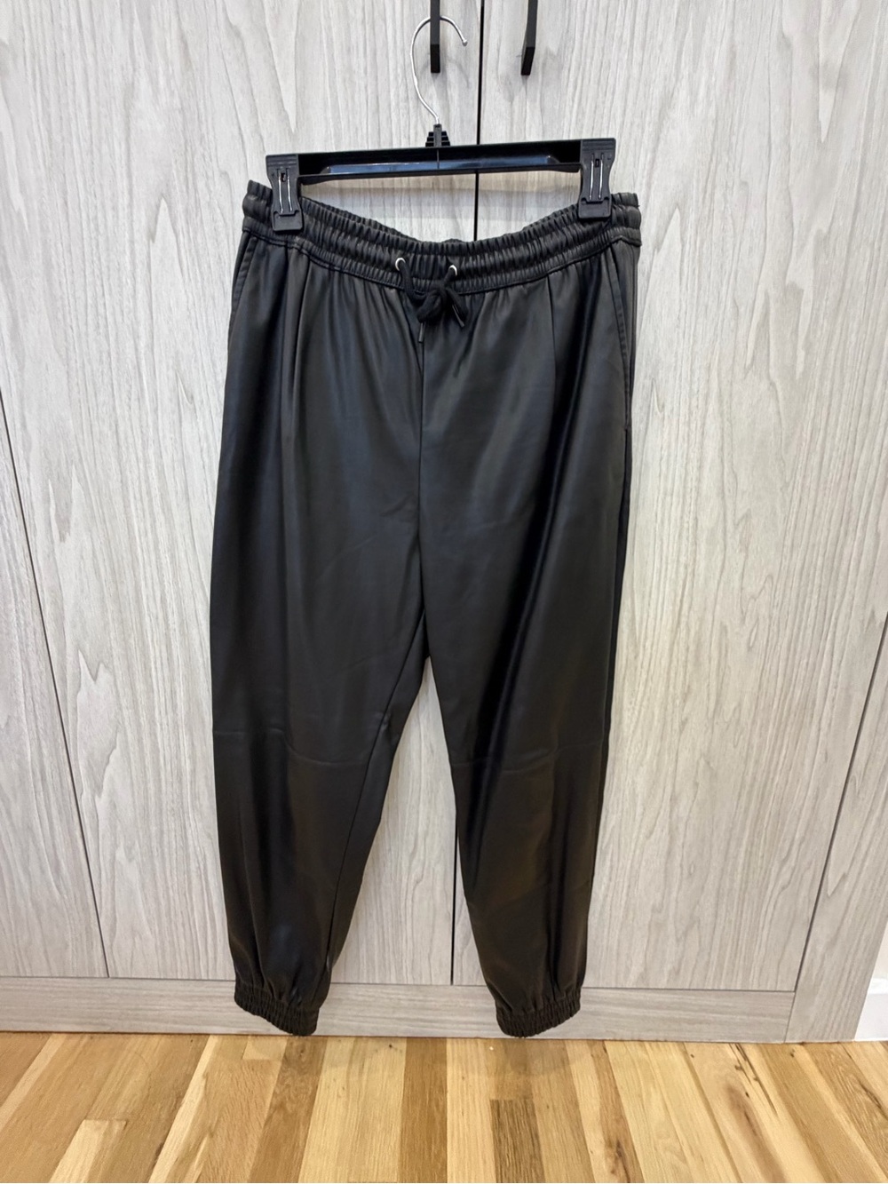 Zara Black Faux Leather Jogger Pants